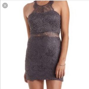 Dark grey scalloped bodycon dress 😍